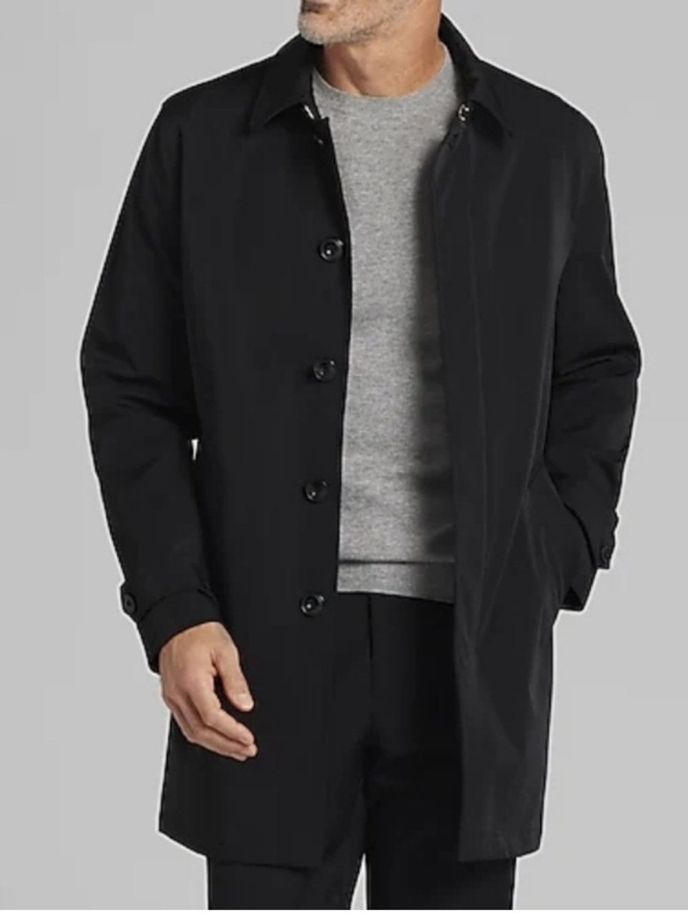 NEW Joseph Abboud Black Nylon Modern Fit Trench Water Repellent Long Raincoat 3X